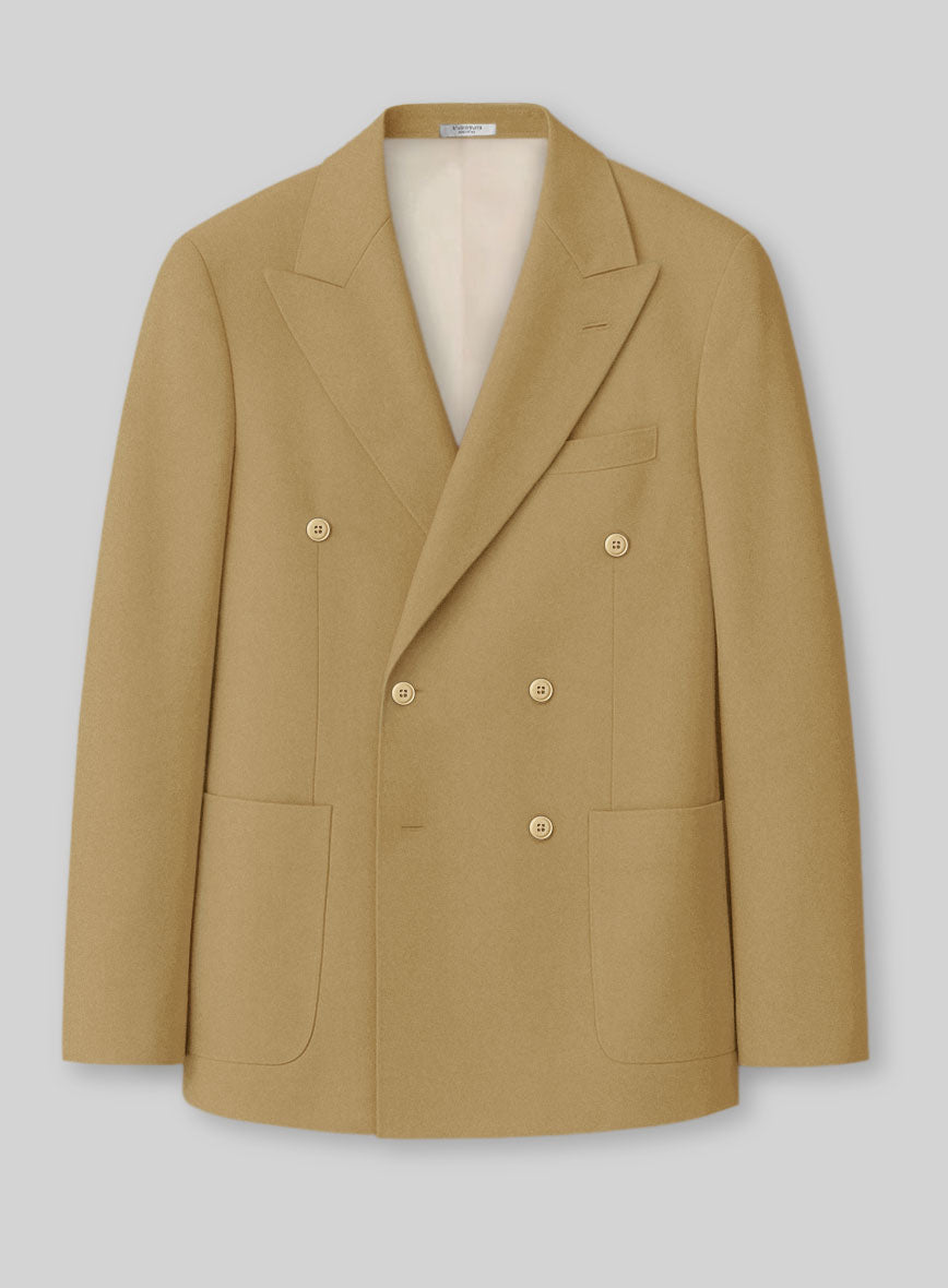 Khaki Stretch Chino Double Breasted Jacket - StudioSuits