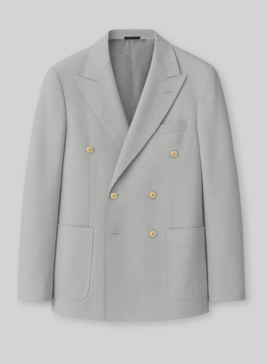 Light Gray Stretch Chino Double Breasted Jacket - StudioSuits