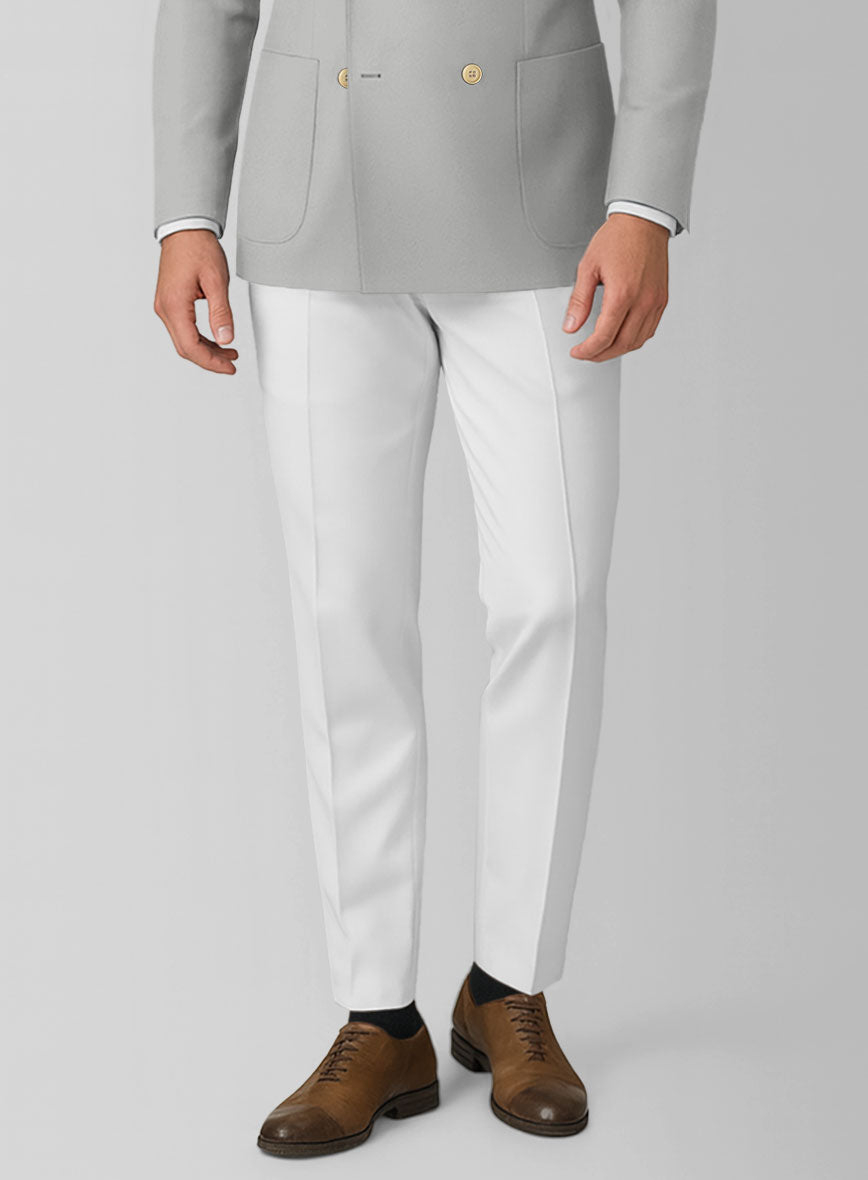 White Light gray Cotton Double Breasted Suit - StudioSuits