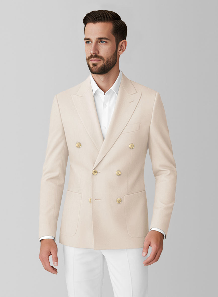 Light Khaki Stretch Chino Double Breasted Jacket - StudioSuits