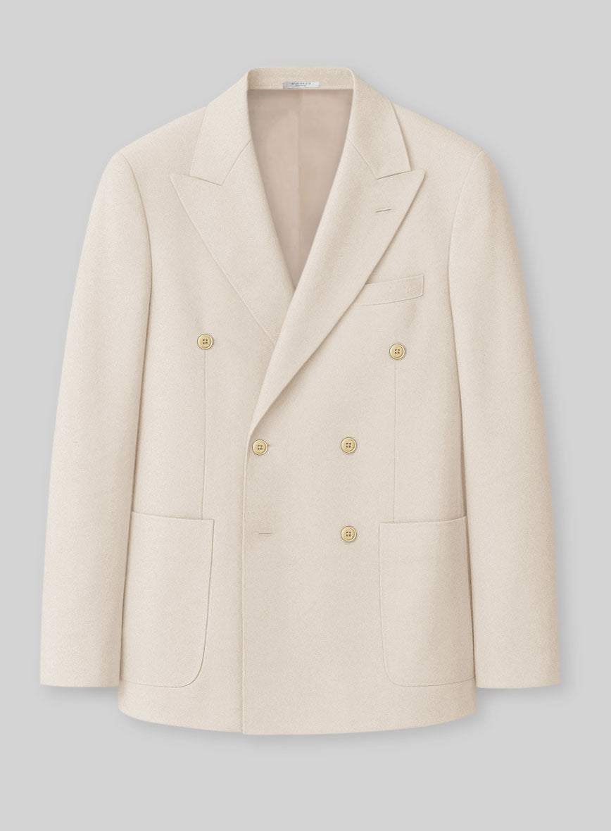 White Light Khaki Cotton Double Breasted Suit - StudioSuits