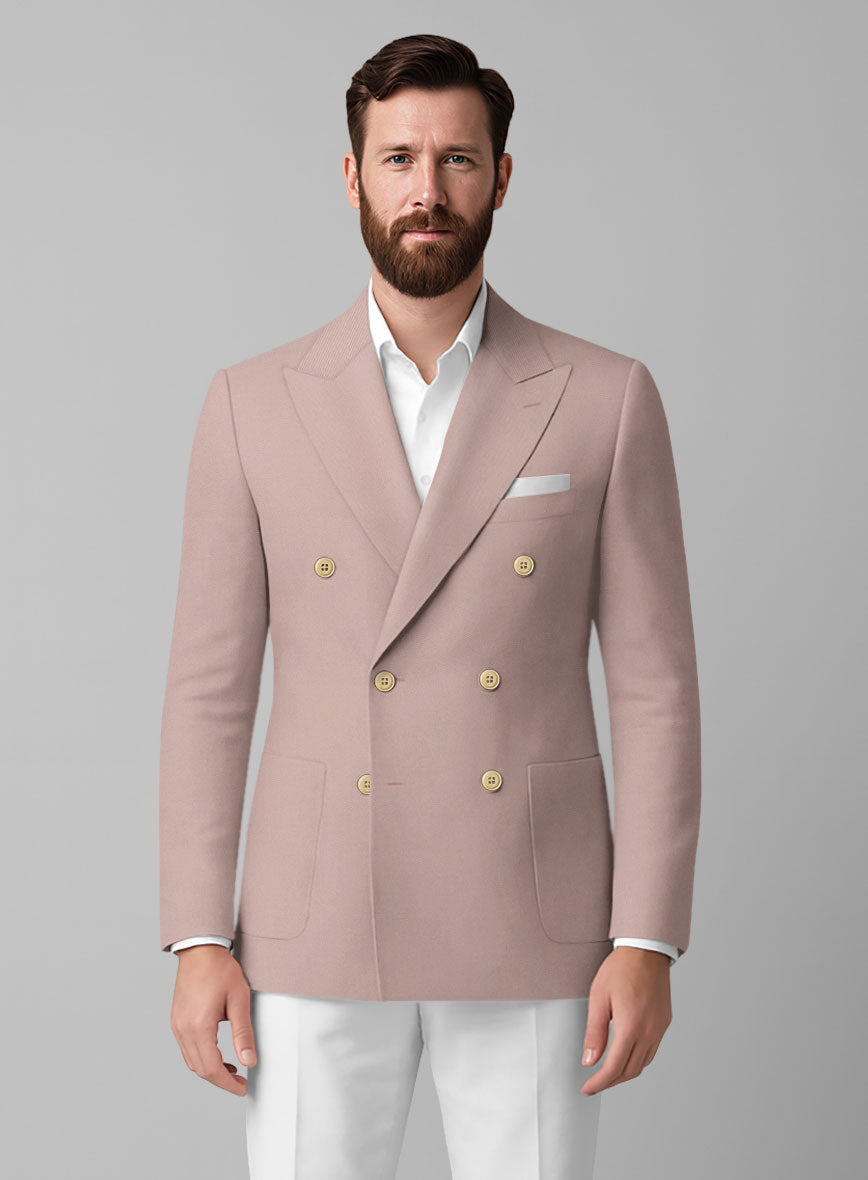 White Light Mauve Cotton Double Breasted Jacket - StudioSuits