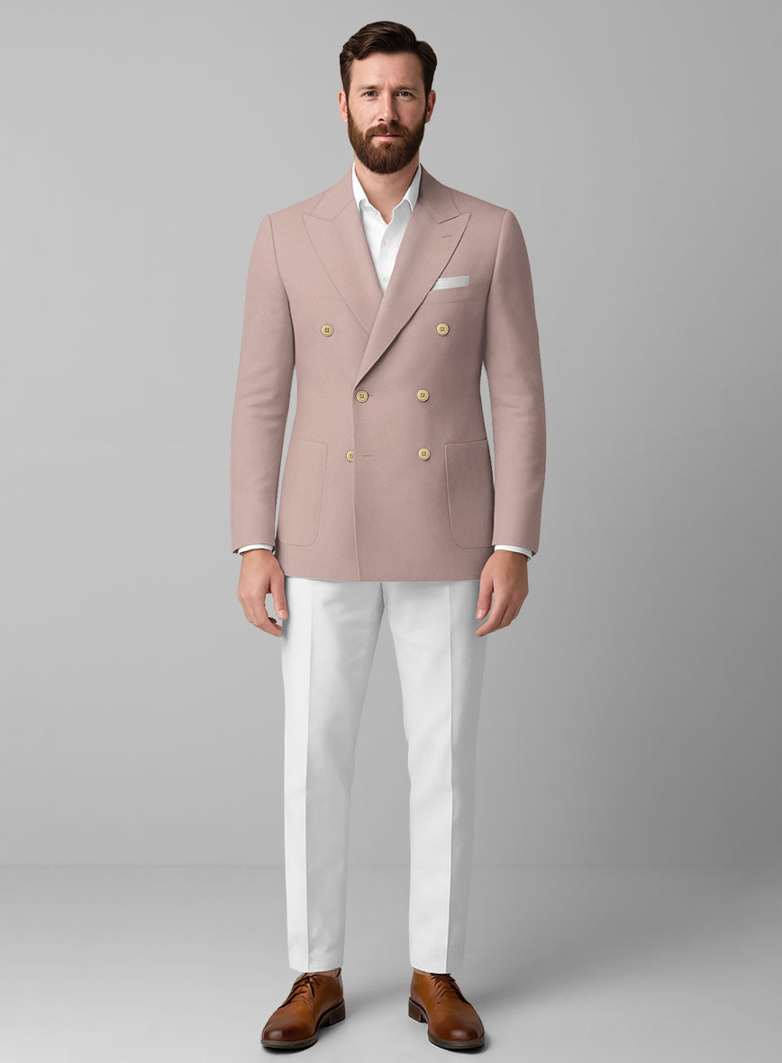 White Light Mauve Cotton Double Breasted Suit - StudioSuits