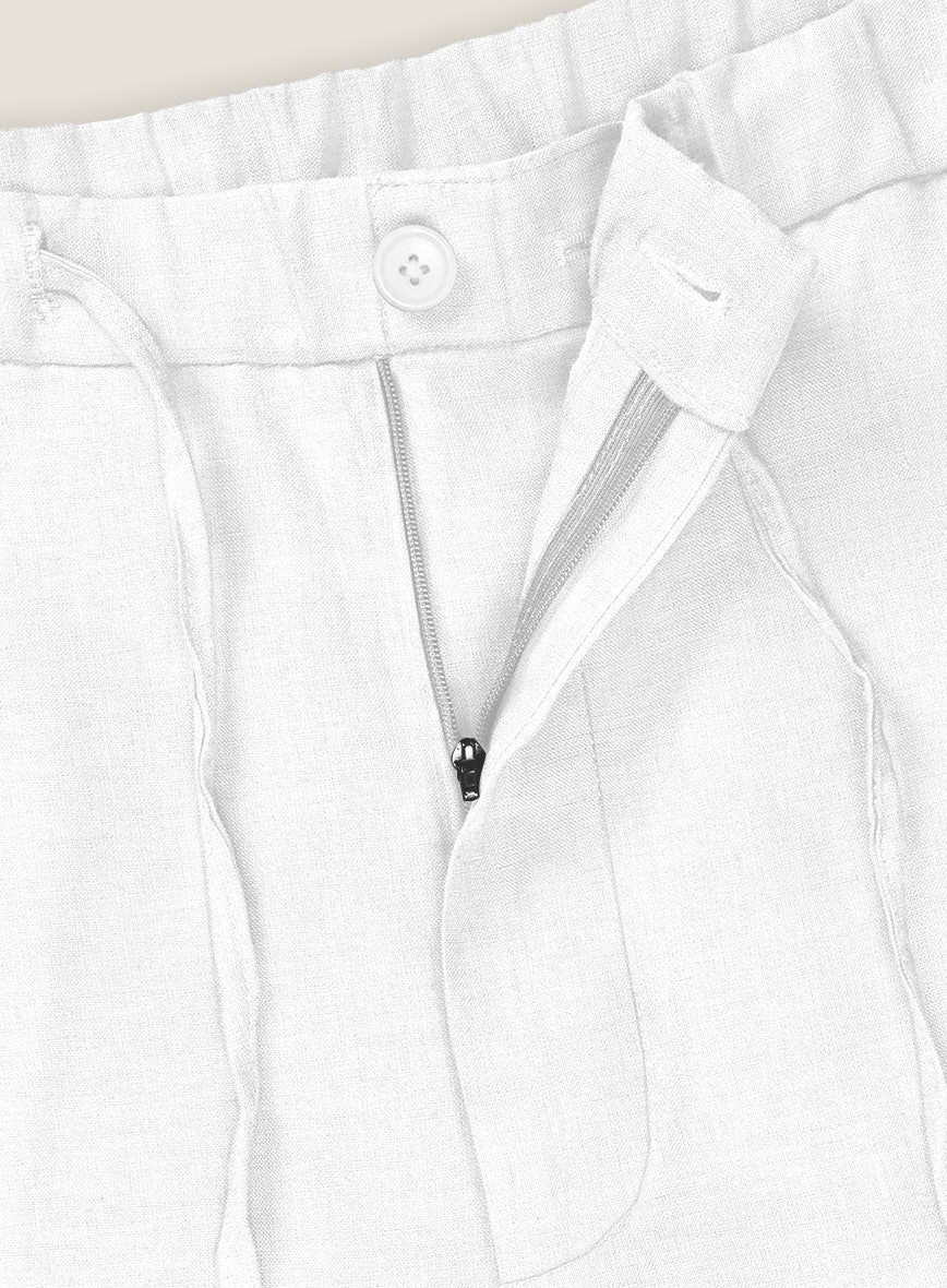 White Linen Shorts - StudioSuits