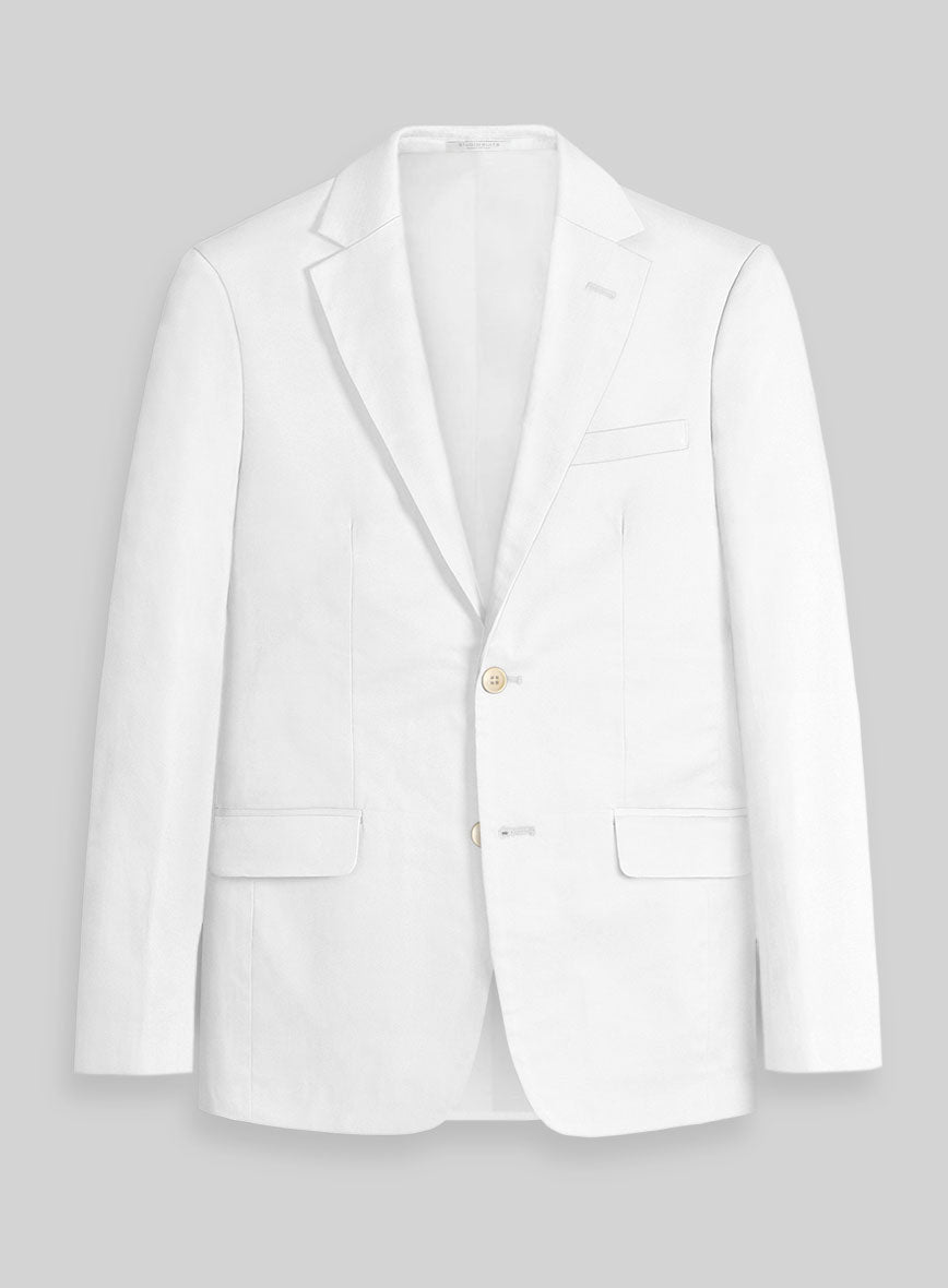 White Napoli Stretch Light Weight Cotton Jacket - StudioSuits