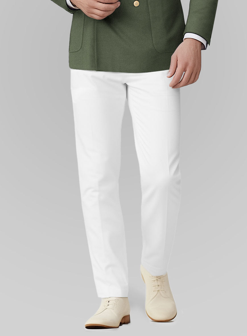 White Olive Green Cotton Double Breasted Suit - StudioSuits