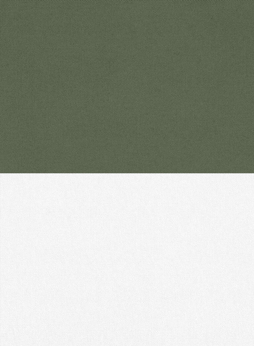 White Olive Green Cotton Suit - StudioSuits