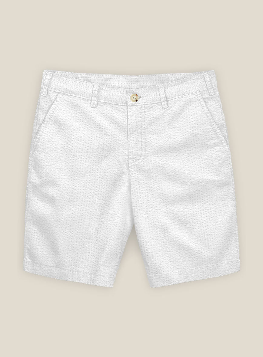 White Seersucker Shorts - StudioSuits
