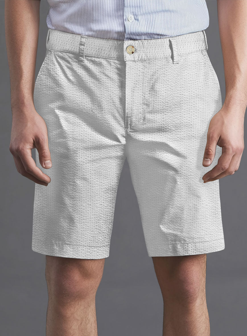 White Seersucker Shorts - StudioSuits