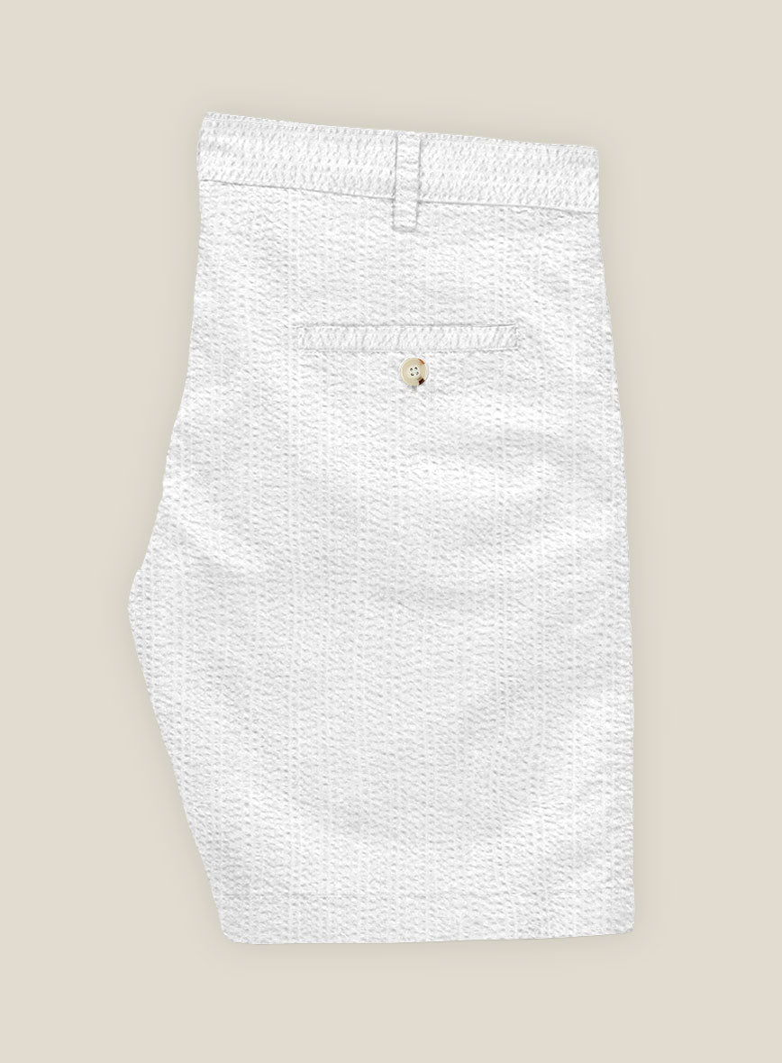 White Seersucker Shorts - StudioSuits