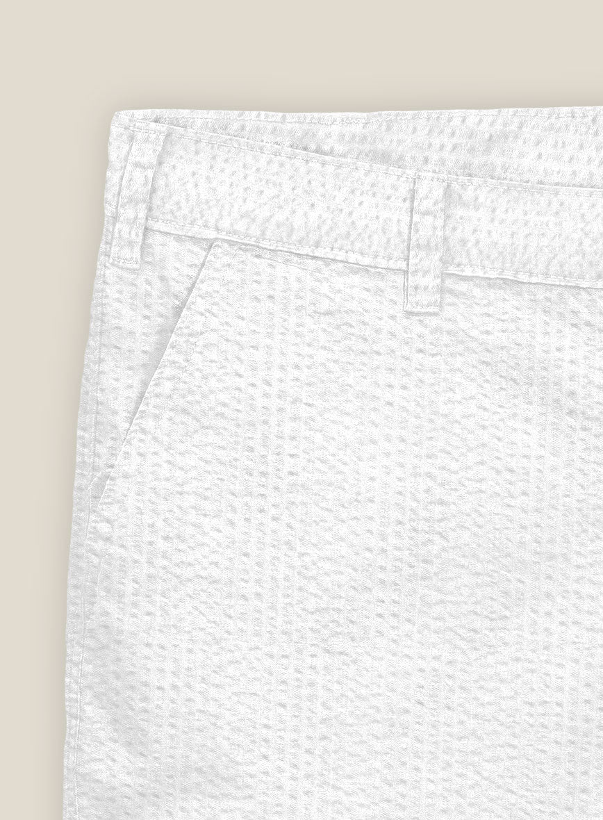 White Seersucker Shorts - StudioSuits