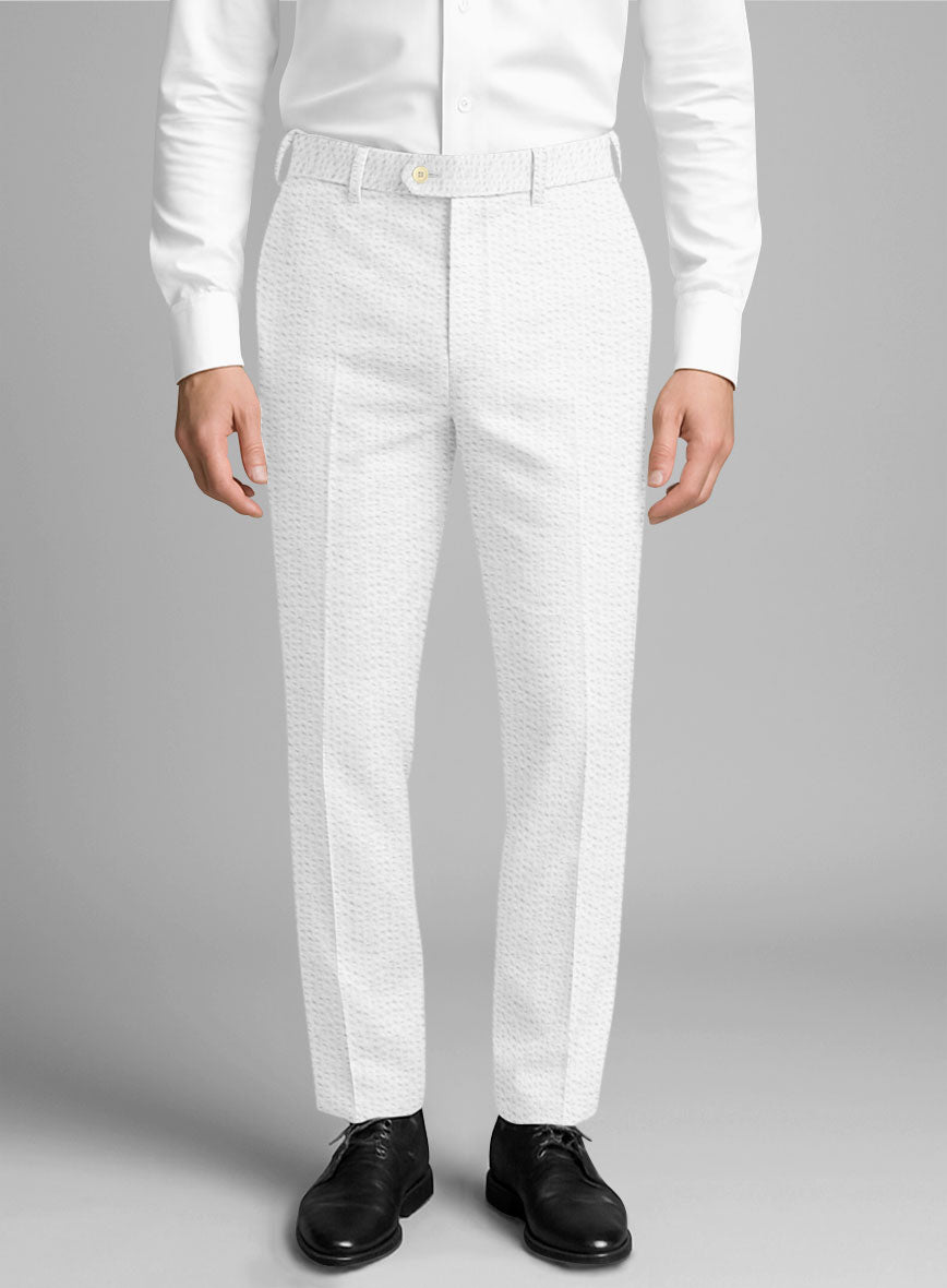 White Seersucker Pants - StudioSuits