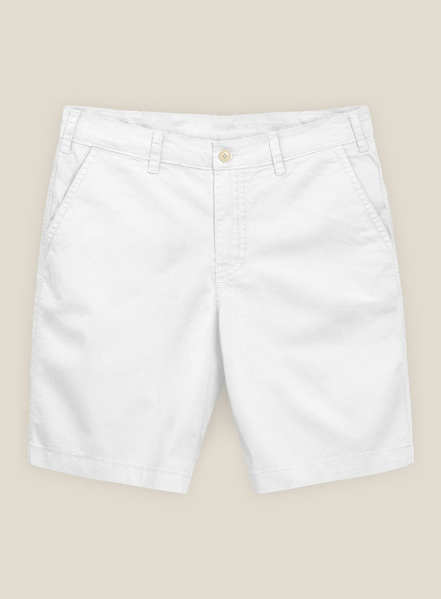 White Stretch Chino Shorts - StudioSuits