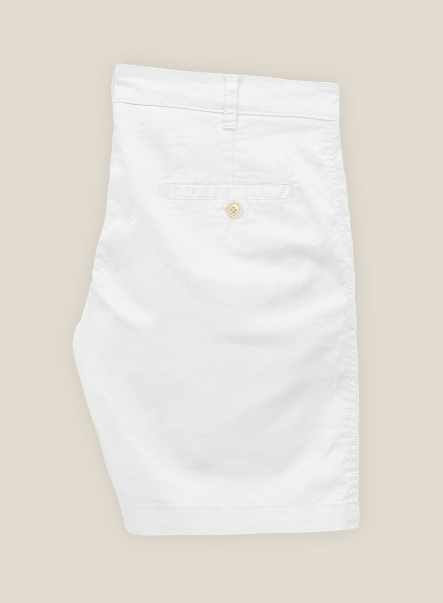 White Stretch Chino Shorts - StudioSuits