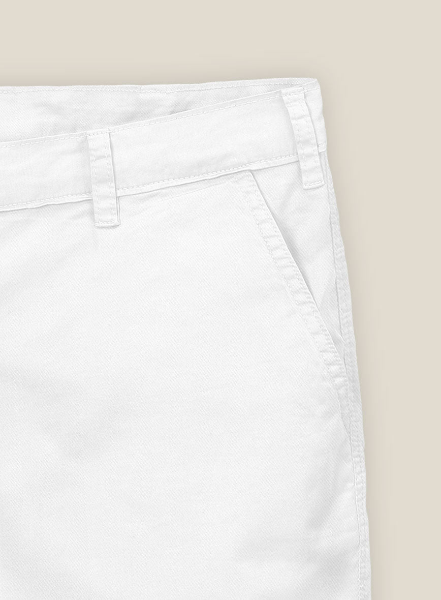 White Stretch Chino Shorts - StudioSuits