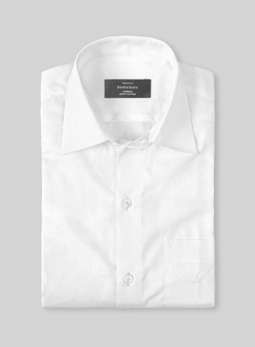 White Stretch Poplene Shirt - StudioSuits