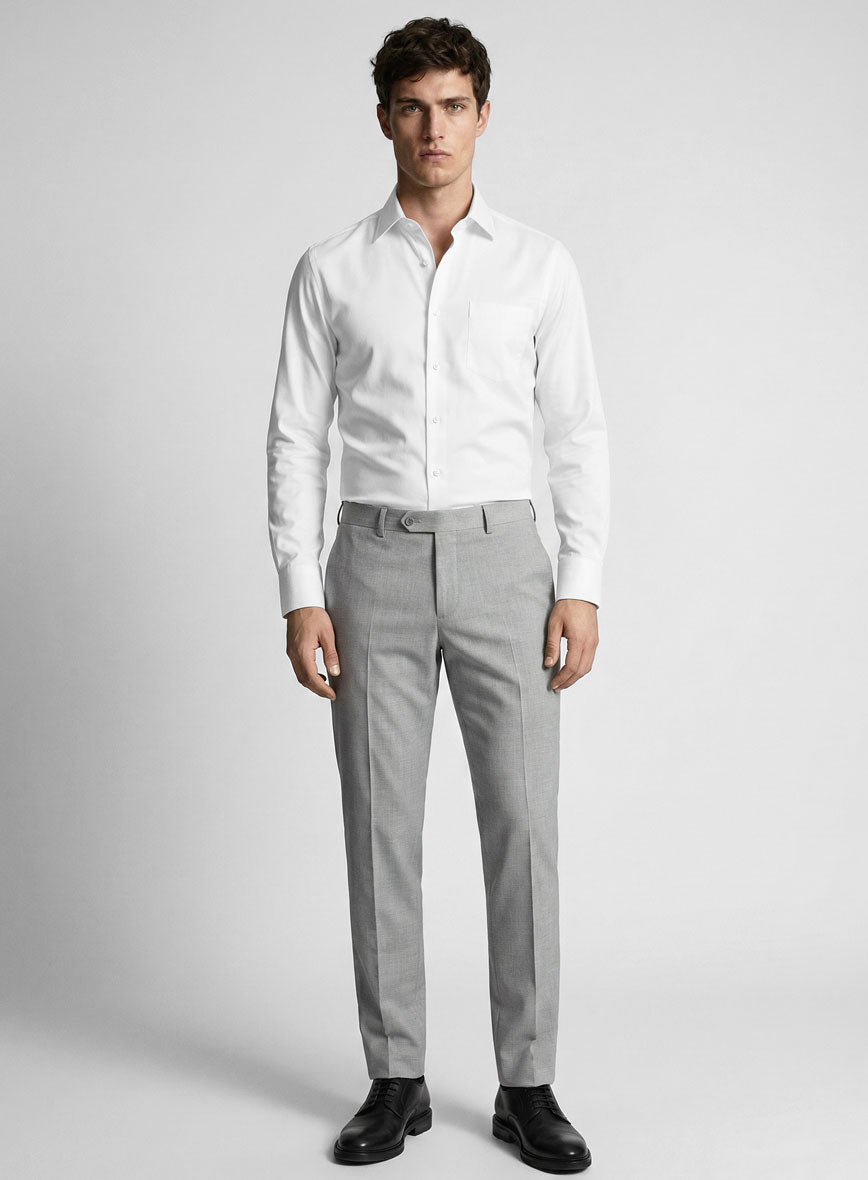 White Stretch Poplene Shirt - StudioSuits