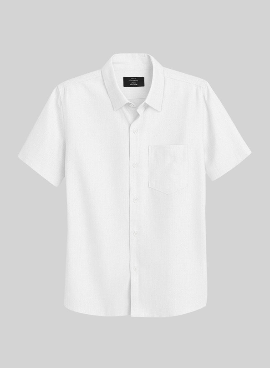 White Stretch Poplene Shirt - StudioSuits