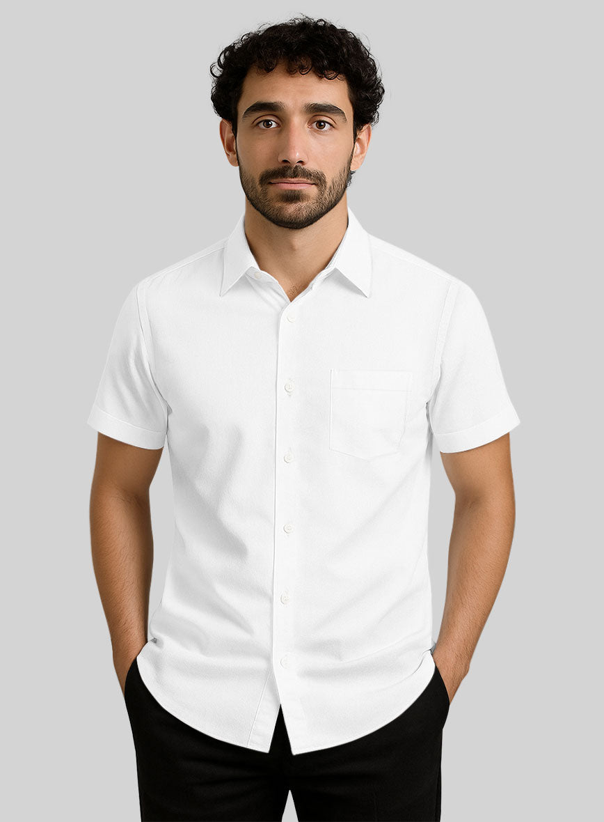 White Stretch Poplene Shirt - StudioSuits