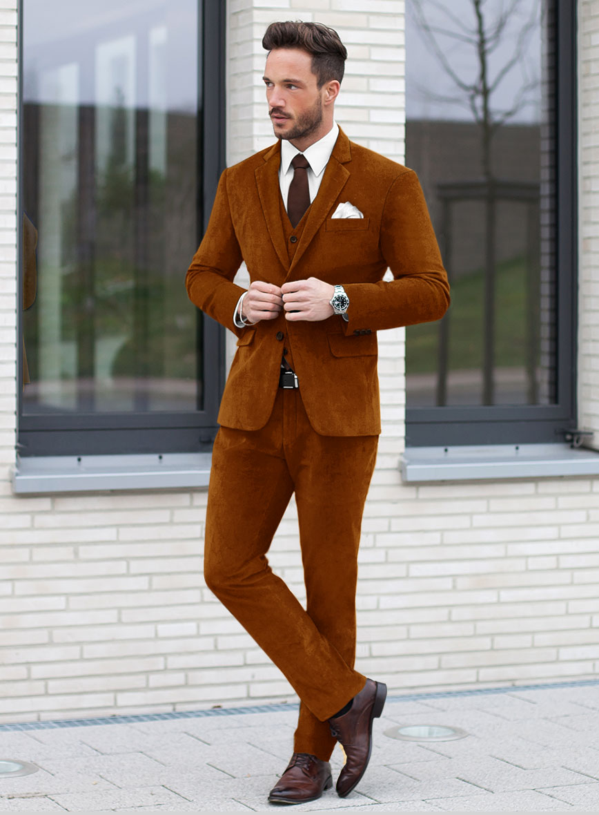 Windsor Tan Velvet Suit - StudioSuits