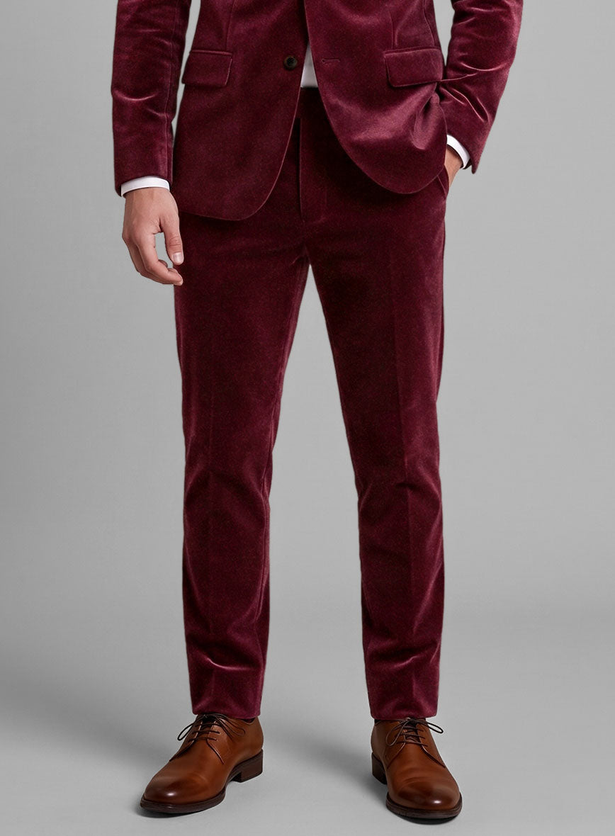 Wine Velvet Pants - StudioSuits