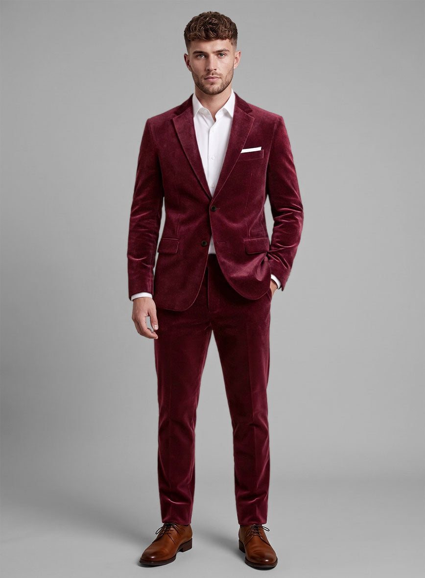 Wine Velvet Suit - StudioSuits