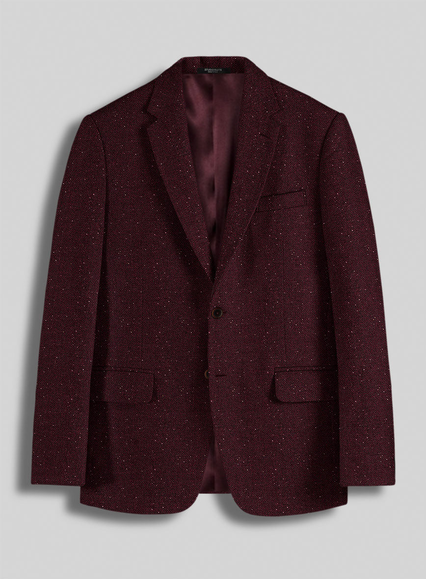 Wine Herringbone Donegal Tweed Suit - StudioSuits