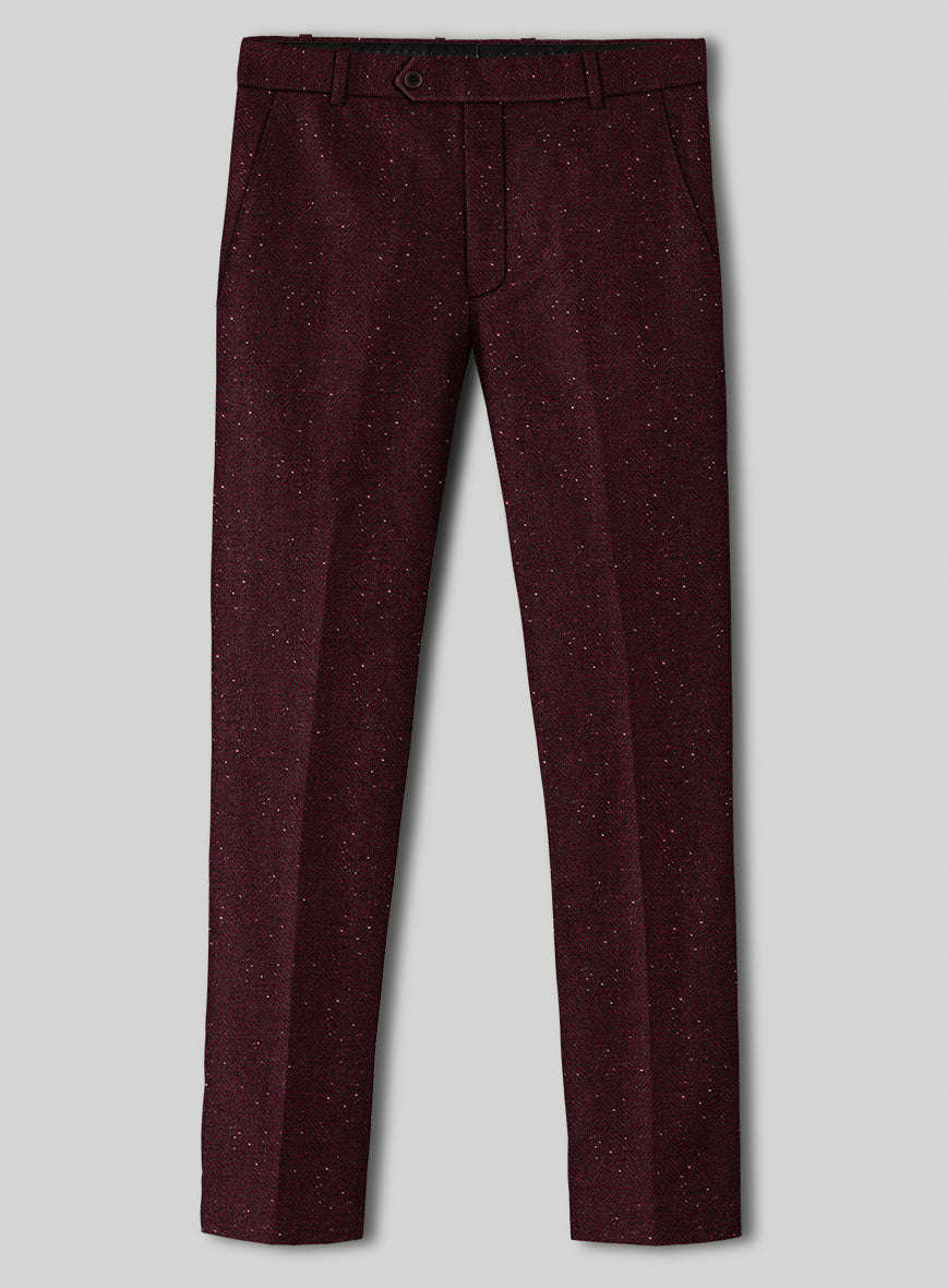 Wine Herringbone Donegal Tweed Suit - StudioSuits