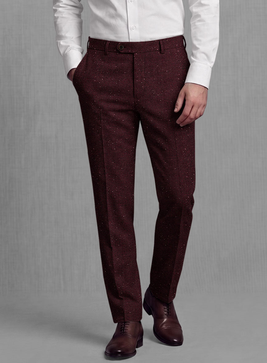 Wine Herringbone Donegal Tweed Suit - StudioSuits