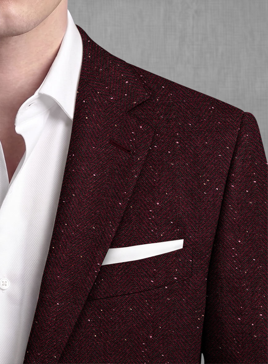 Wine Herringbone Donegal Tweed Suit - StudioSuits