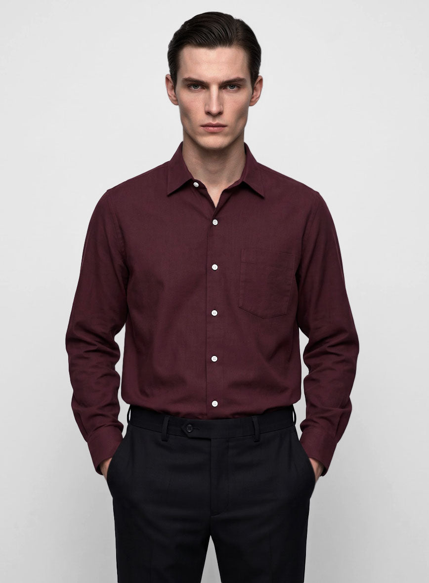 Wine Stretch Poplene Shirt - StudioSuits