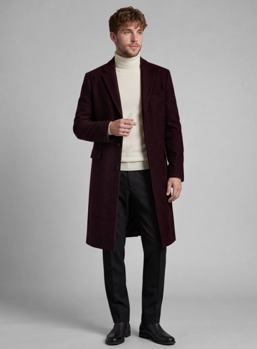 Wine Winter Wool Overcoat - StudioSuits