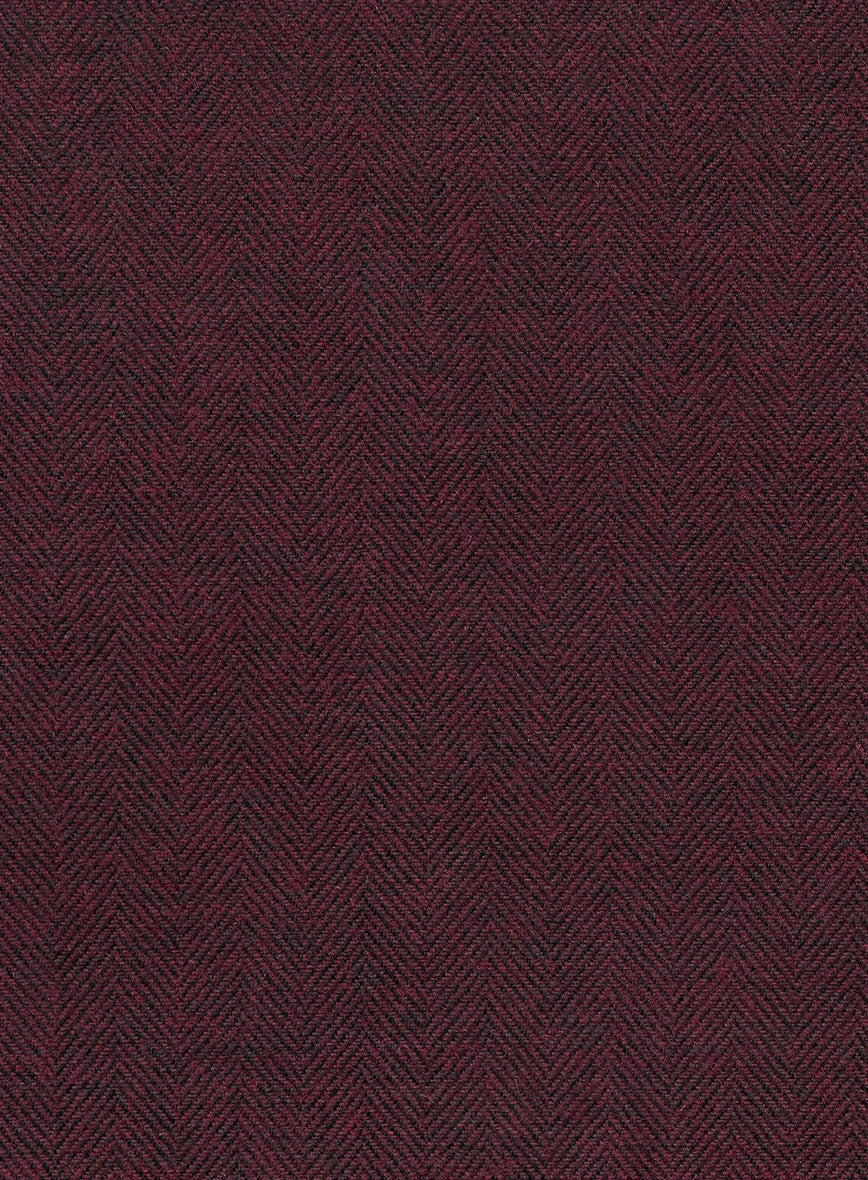 Wine Herringbone Tweed Pants