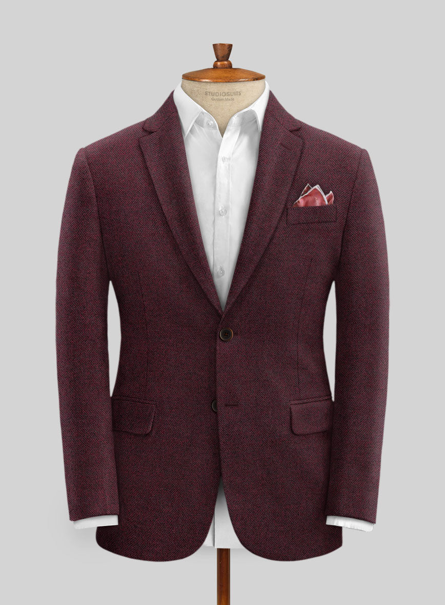 Wine Herringbone Tweed Suit – StudioSuits