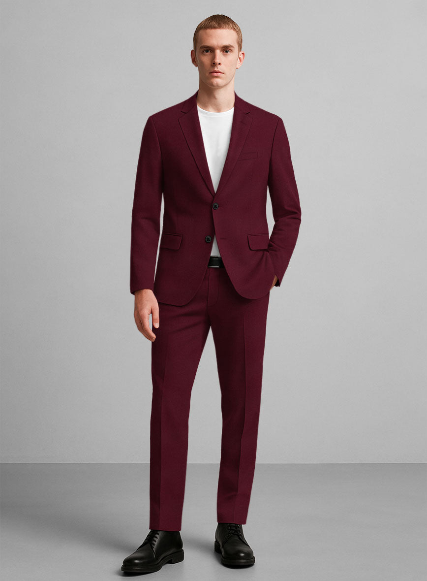 Wine Napoli Stretch Light Weight Cotton Suit - StudioSuits