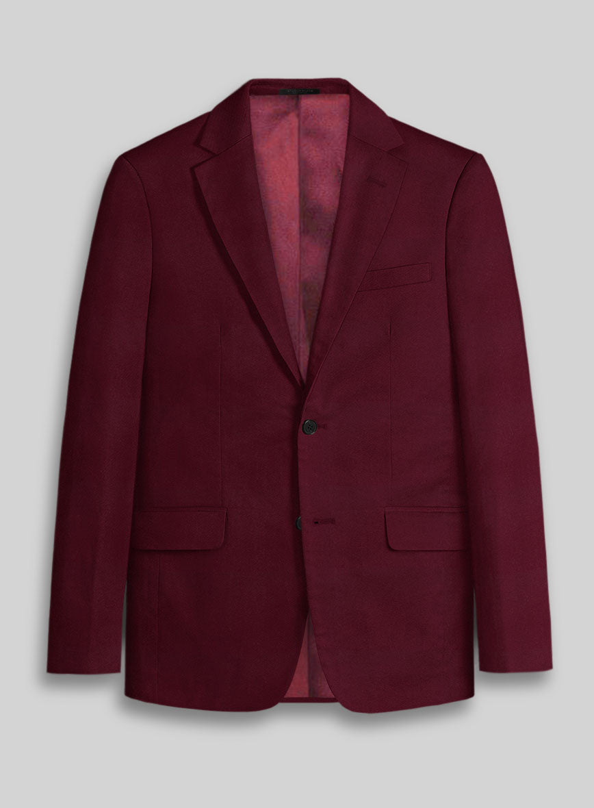 Wine Napoli Stretch Light Weight Cotton Jacket - StudioSuits