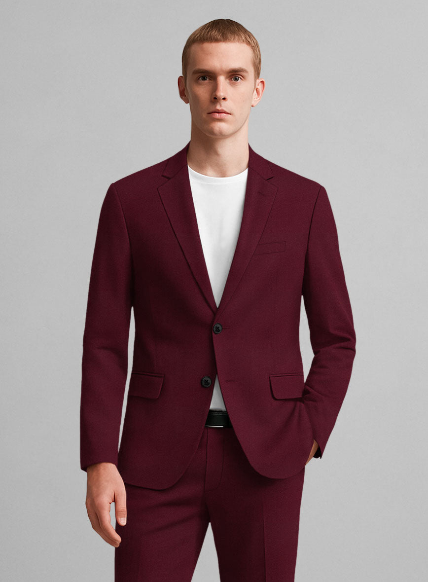 Wine Napoli Stretch Light Weight Cotton Jacket - StudioSuits