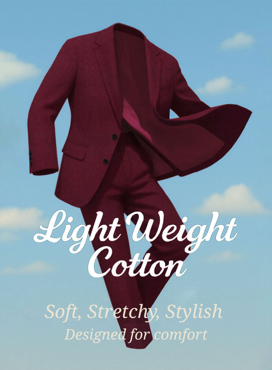 Wine Napoli Stretch Light Weight Cotton Pants - StudioSuits