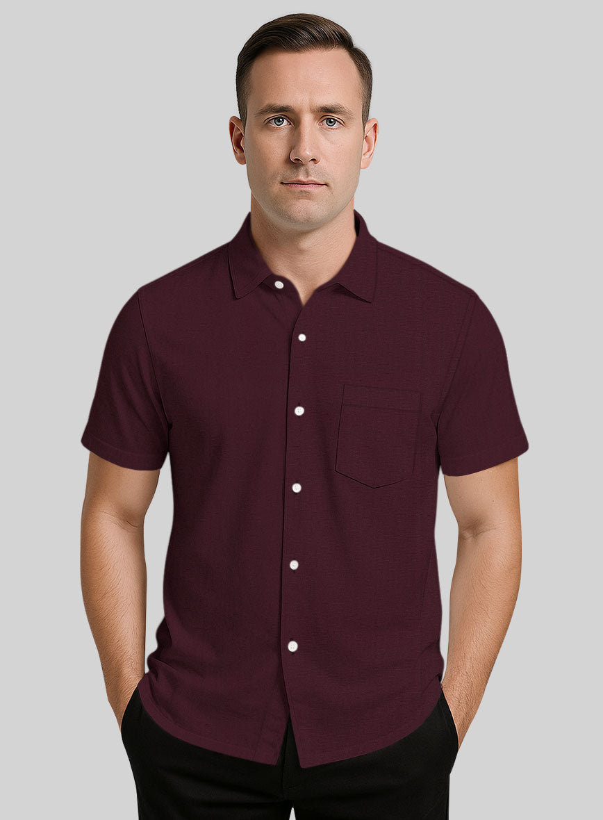 Wine Stretch Poplene Shirt - StudioSuits