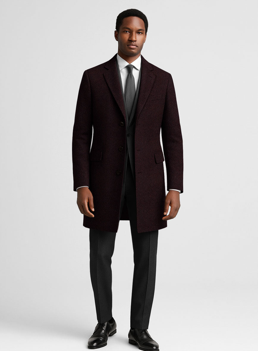 Wine Thick Wool Overcoat - StudioSuits
