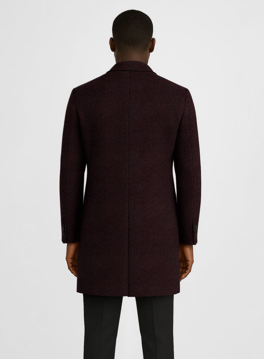 Wine Thick Wool Overcoat - StudioSuits