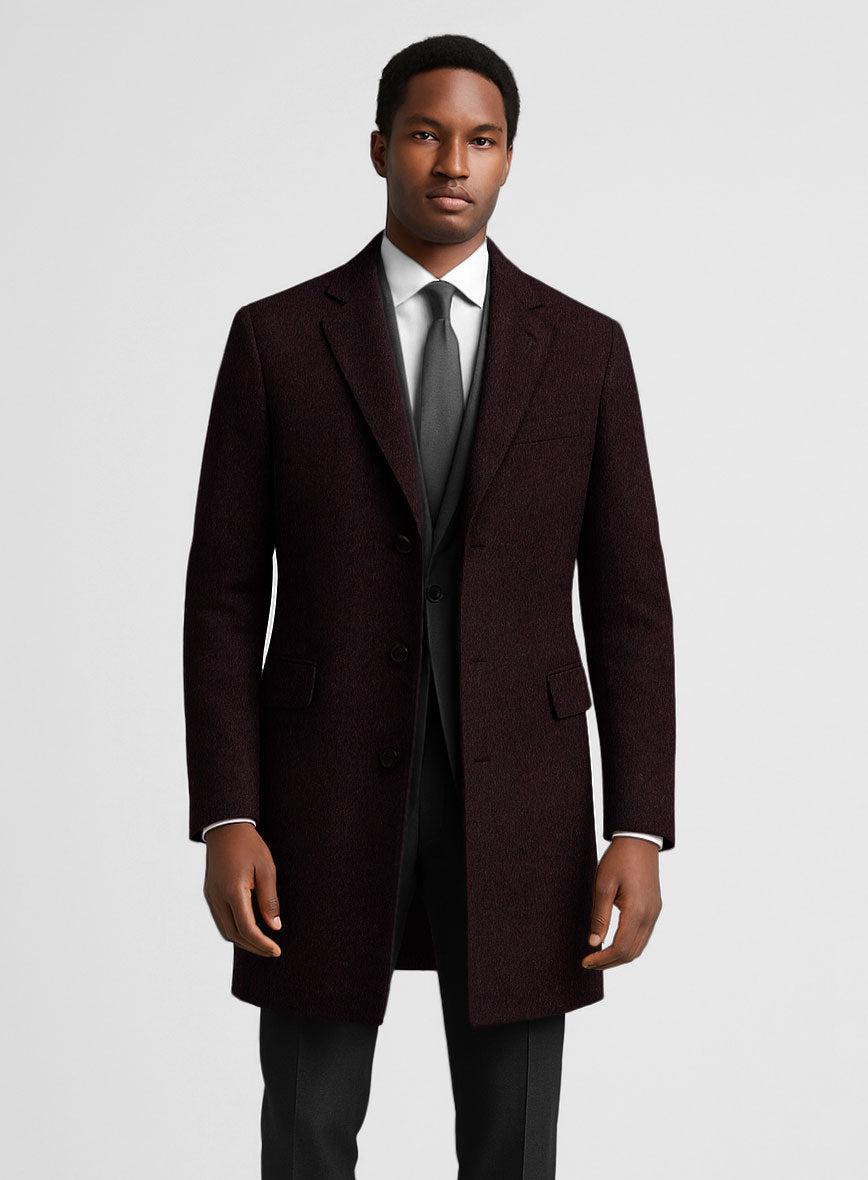 Wine Thick Wool Overcoat - StudioSuits