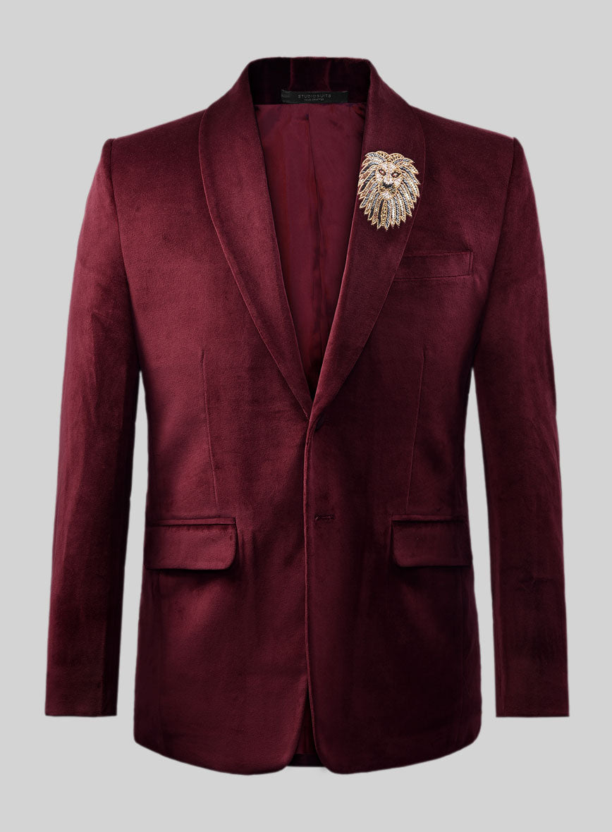 Wine Velvet Blazer - Lion Handwork - StudioSuits