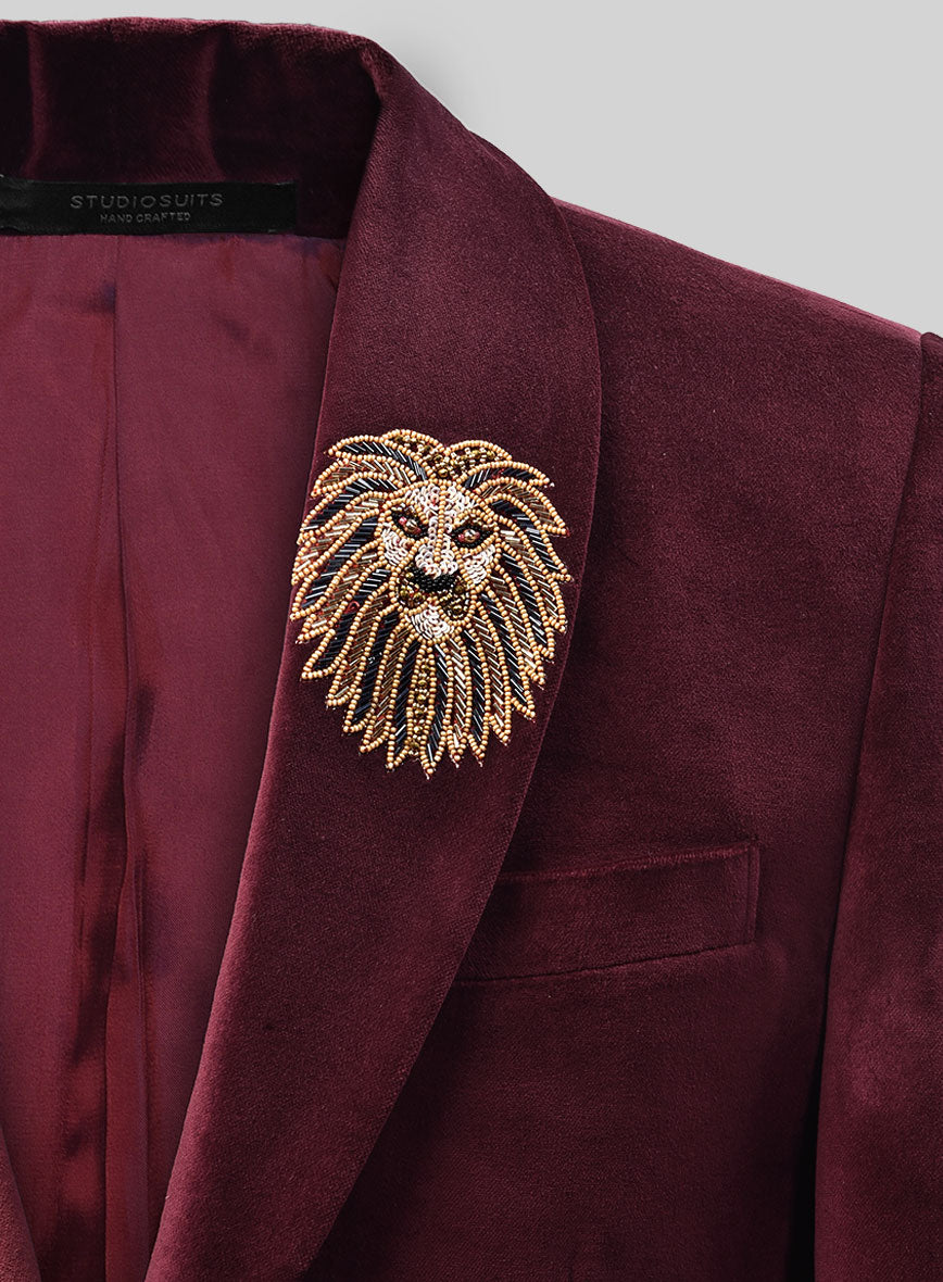 Wine Velvet Blazer - Lion Handwork - StudioSuits