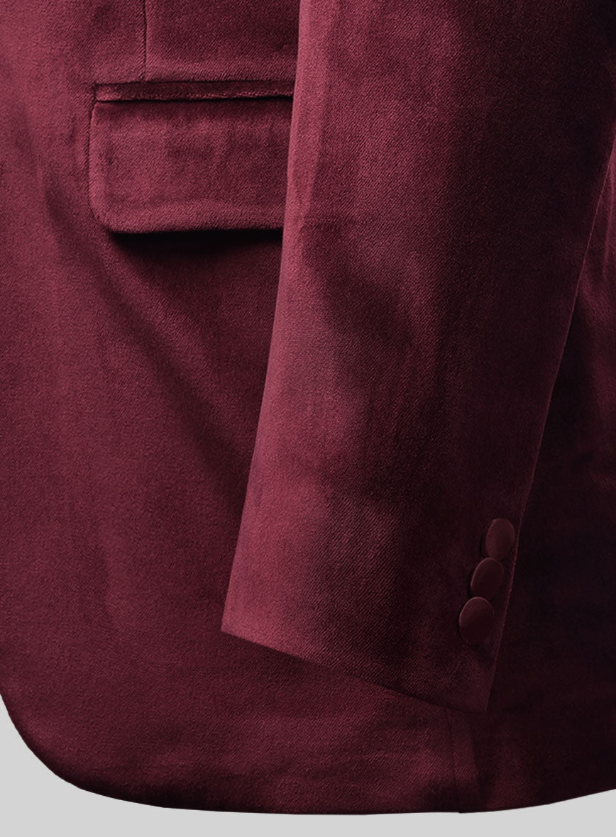 Wine Velvet Blazer - Lion Handwork - StudioSuits