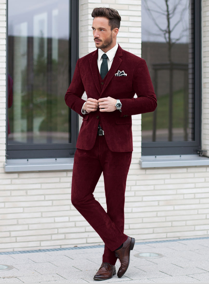 Wine Velvet Suit - StudioSuits