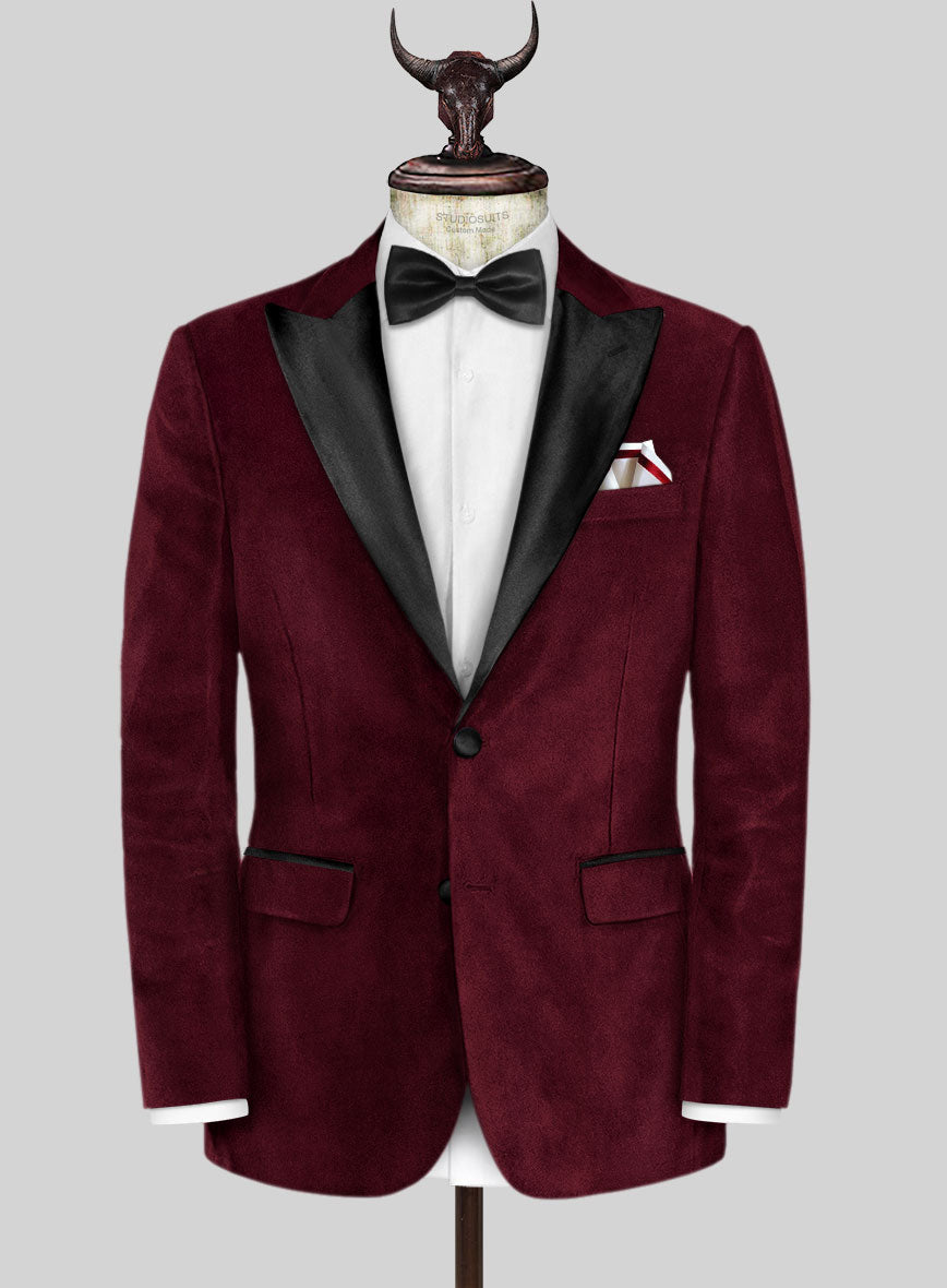 Wine Velvet Tuxedo Jacket - StudioSuits