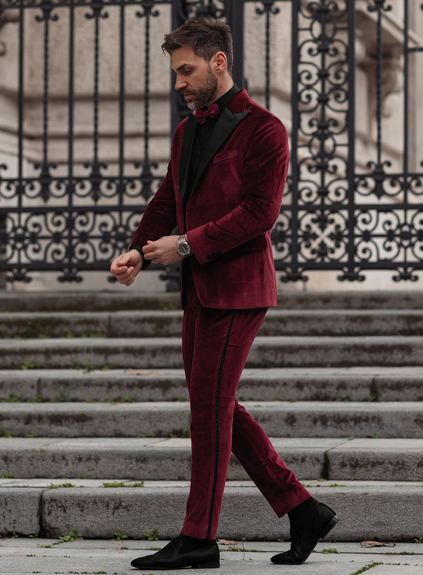 Wine Velvet Tuxedo Suit - StudioSuits