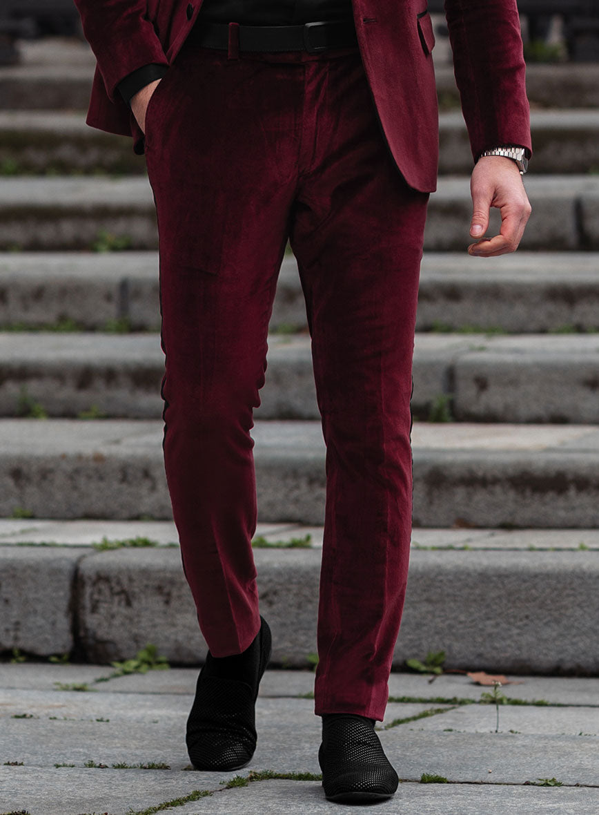 Wine Velvet Tuxedo Suit - StudioSuits