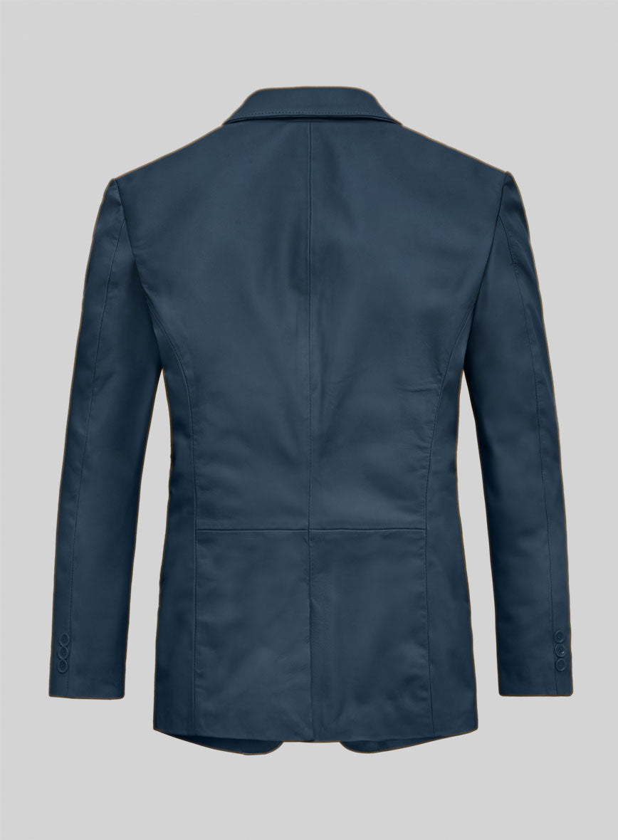 Winsor Blue Lambskin Leather Blazer - StudioSuits